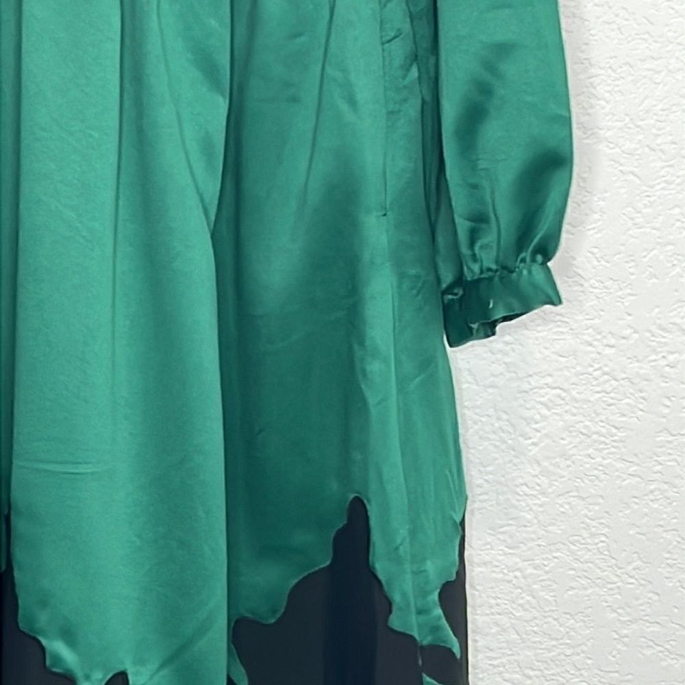 NWT Nikasha Embroidered Satin Dress Emerald Anthropologie XS - Picture 6 of 15